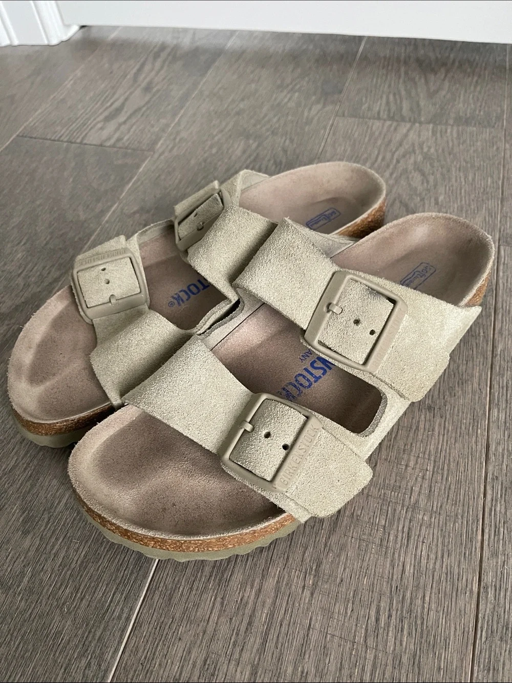 Birkenstock Arizona Soft Footbed Suede Sandals Dark Khaki